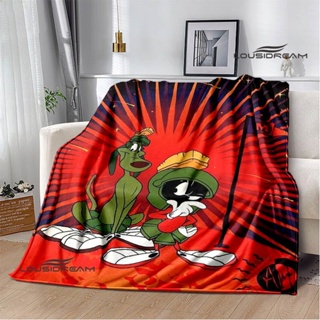 Marvin The Martian 卡通印花兒童保暖法蘭絨柔軟舒適家居旅行毯生日