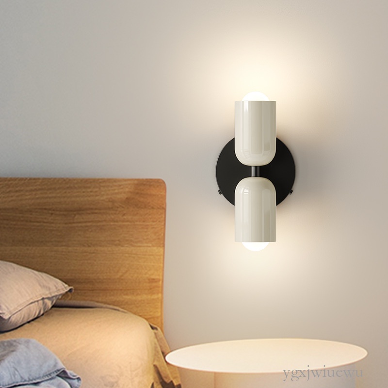 精選好貨🔥壁燈北歐簡約現代雙頭臥室床頭燈創意客廳背景墻壁燈中古奶油風