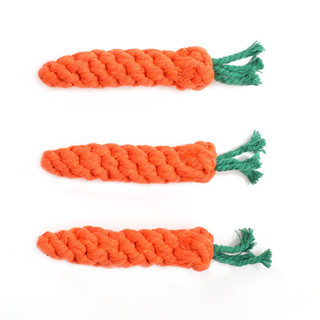 互動胡蘿蔔狗玩具棉繩編織橙色 45g 19*3cm