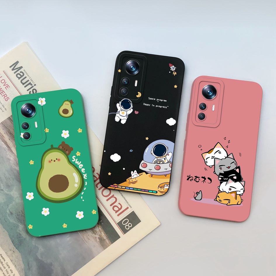 XIAOMI 小米 12 Lite 12SPro 手機殼 12SPro 12SPro 手機殼可愛宇航員方形液體軟殼後蓋小