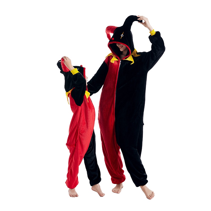 成人兒童馬戲團小丑連體衣服裝聖誕萬聖節表演動漫角色扮演服裝女式男式法蘭絨睡衣睡衣連身褲