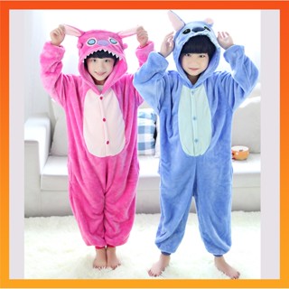 Kigurumi Stitch Onesies 兒童睡衣兒童動物恐龍皮卡丘長頸鹿連身衣女孩男孩角色扮演睡衣嬰兒服裝