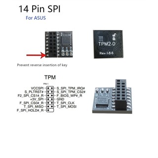 ♘♙華碩 適用於 ASUS SPI 卡 14pin 主機板 Windows 11 的 TPM 2.0 模組 14-1