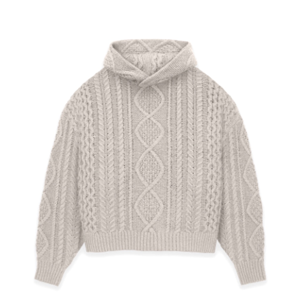 [FLOMMARKET] FOG Essentials 23FW Cable Knit Hoodie 針織帽T 淺灰