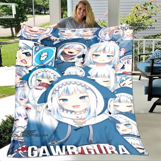 GAWR GURA 可愛卡通印花保暖漂亮法蘭絨柔軟舒適家居旅行床毯生日