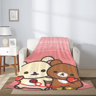 床用沙發毯 Kawaii Rilakkuma 定制毛毯毛茸茸可機洗冬季扔蓬鬆柔軟的床和扔嬰兒