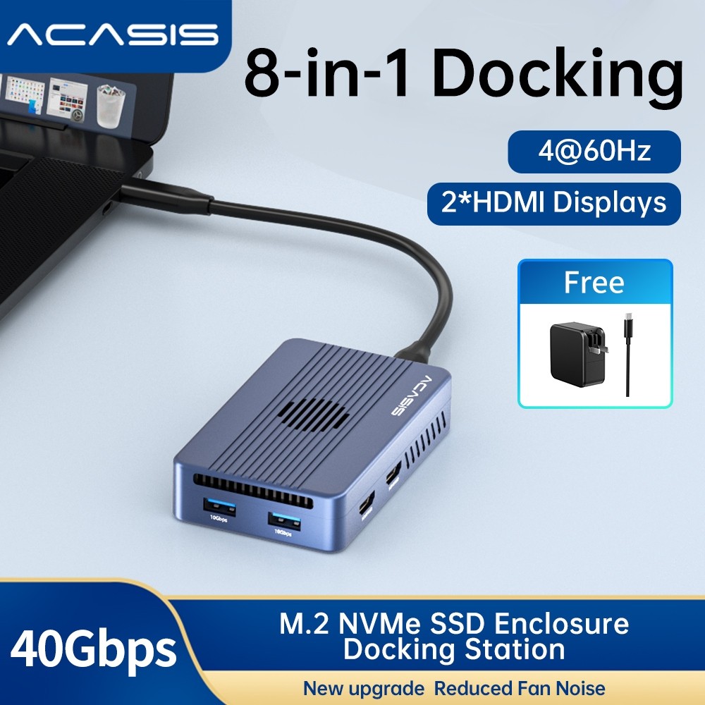 ♞,♘ACASIS 風扇款40Gbps Thunderbolt4硬碟盒 M.2 NVME SSD硬碟盒多功能底座 TBU