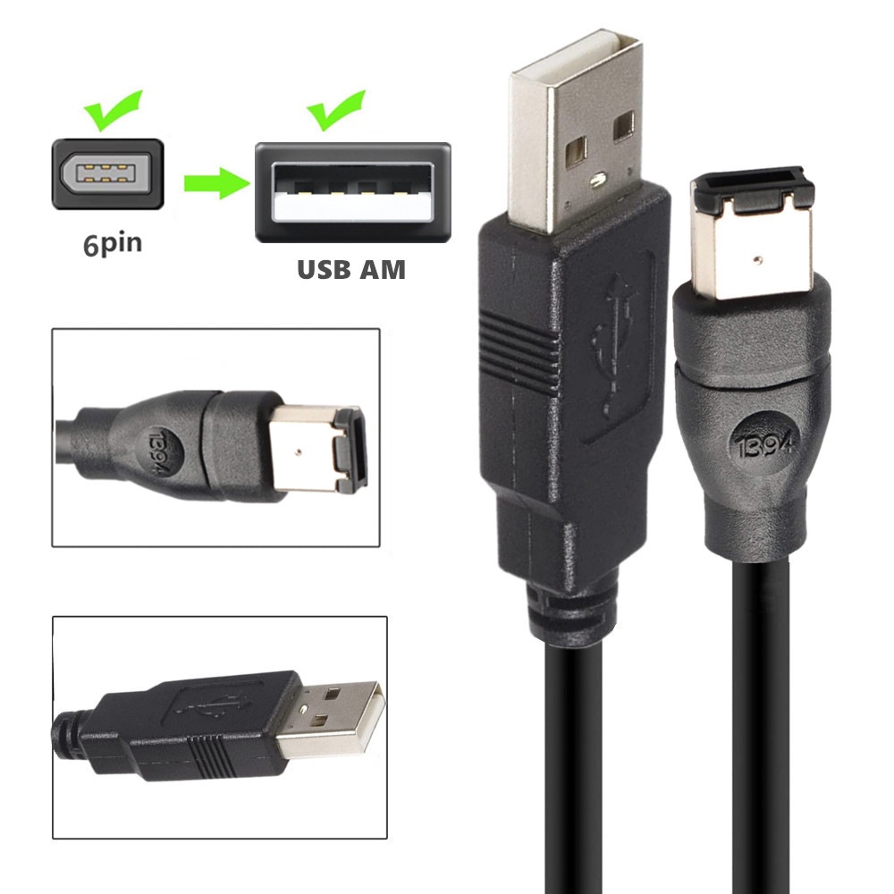頻道連接線 標準銅線IEEE400 1394 Firewire USB AM轉6P線USB轉1394聲卡連接 轉換接頭