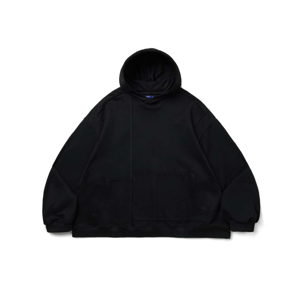 [FLOMMARKET] MELSIGN Special Cutting Hoodie 不對稱 帽T 黑色