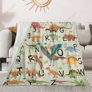 毯子男孩女孩獨特的柔軟溫暖法蘭絨恐龍字母毯子四季沙發床