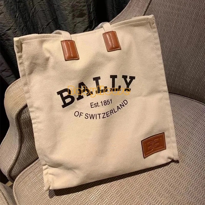 【BabyHouse精品屋】 趙露思同款2021新款BALLY巴利帆布包通勤包單肩手提購物袋托特包 明星同款 腋下包