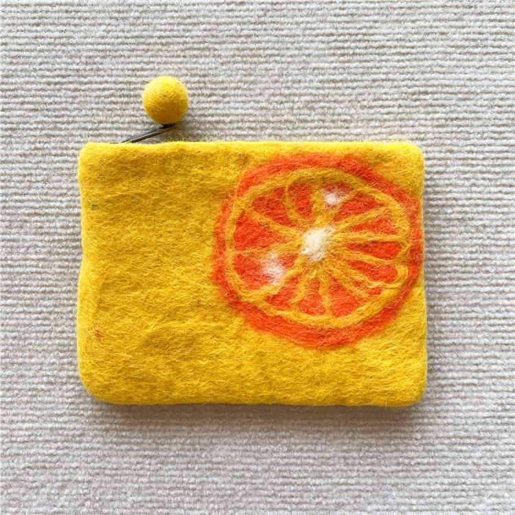 限時下殺   尼泊爾手工羊毛氈 桔子檸檬西柚零錢包卡包手機包