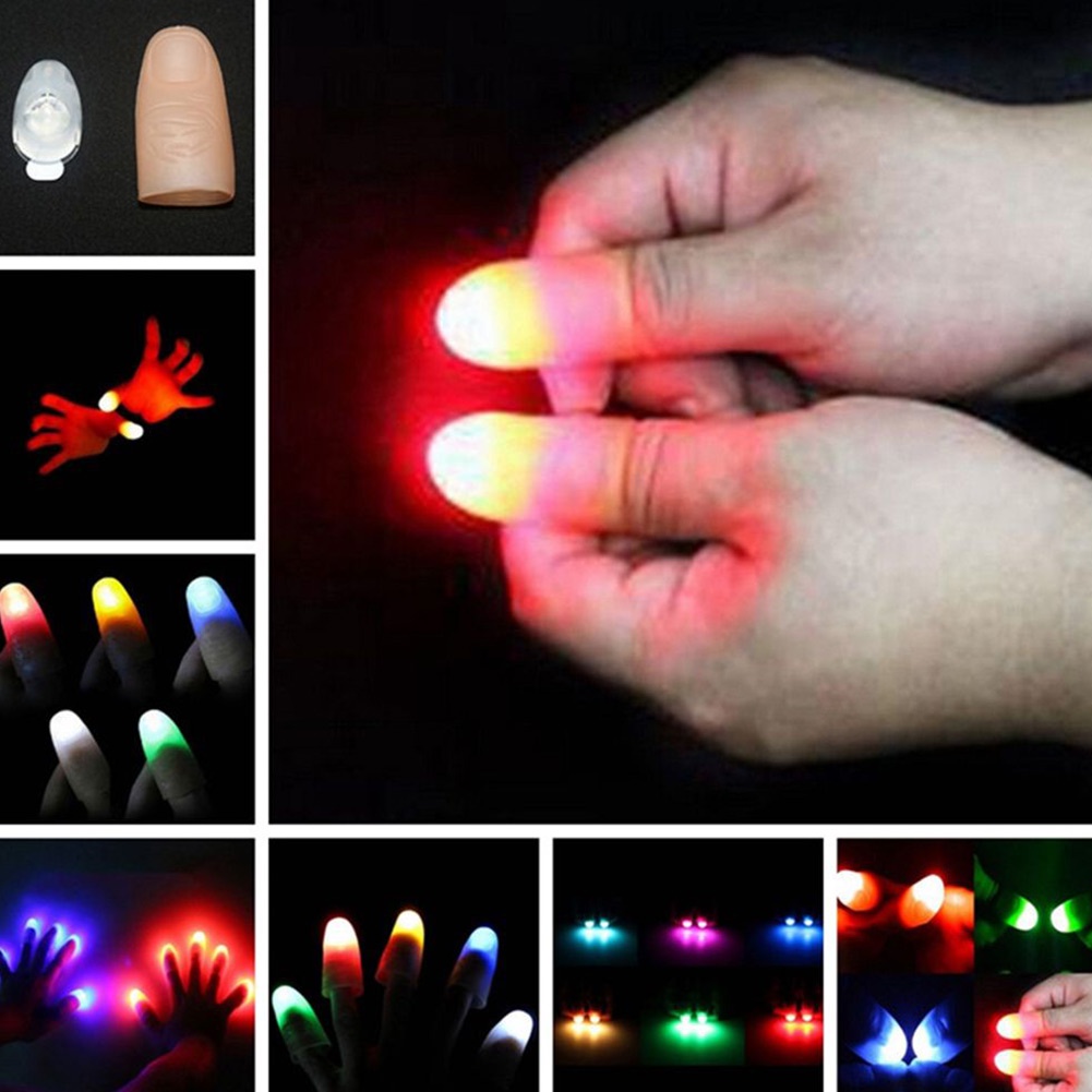 (熱賣）派對魔術道具點亮拇指手指魔術師魔術手指燈 LED 玩具