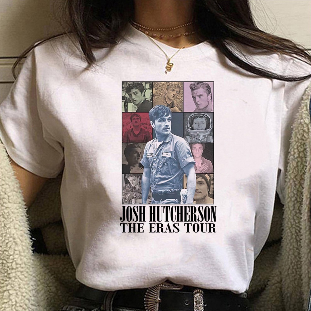 Josh Hutcherson T 恤女日本街頭服飾原宿 T 恤女設計師服裝