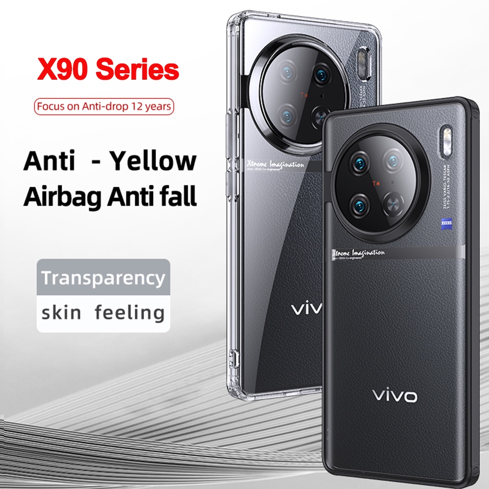 Vivo X90 Pro+ X90Pro X90S 透明後蓋軟 TPU 矽膠框架啞光半透明 PC 硬質防震安全氣囊外殼