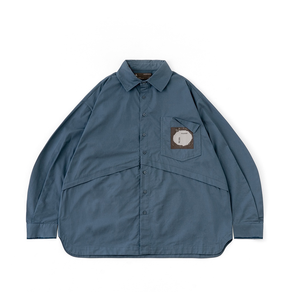 [FLOMMARKET] MELSIGN x mouggan 寬鬆挺版 兩用領襯衫 藍色