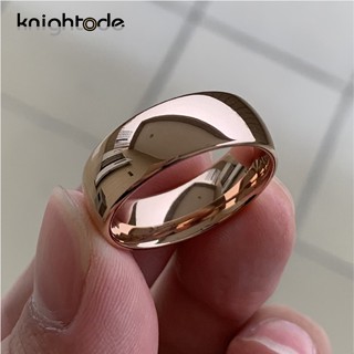 經典玫瑰金色鎢結婚戒指女士男士硬質合金訂婚戒指圓頂拋光飾面寬度 8 毫米 6 毫米