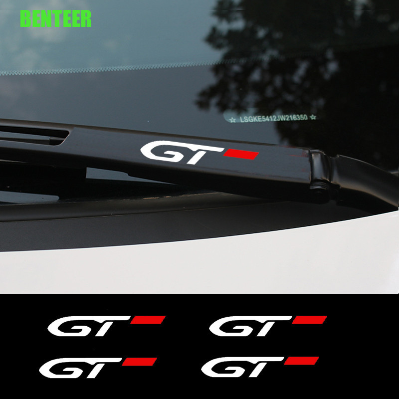 PEUGEOT 4 件 GTline 汽車擋風玻璃雨刷貼紙適用於標致 107 307 308 2008 3008 106