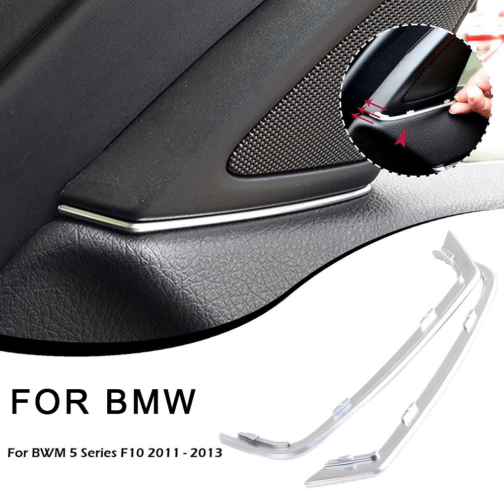 BMW 【SIP-KNWH-TW】適用於寶馬 5 系 F10 2011-13 銀色前門揚聲器蓋間隙裝飾飾條 2 件—全新