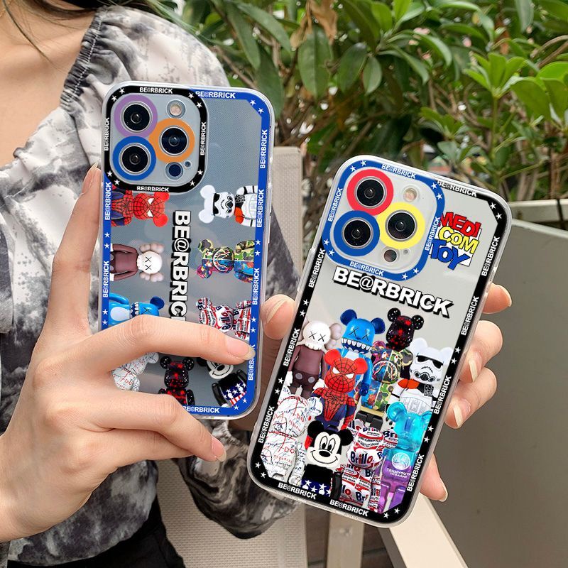 Kaws 天使眼藍邊設計手機殼兼容 IPhone 12 13 14 11 Pro Max X Xs Max Xr Hyt