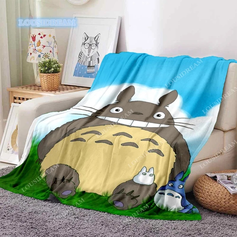 龍貓扔卡哇伊柔軟亞麻動漫薄毯床沙發套床單家居裝飾毯子