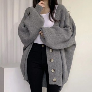 💕甜心大尺碼💕M-3XL大尺碼2023春秋裝新款chic韓版寬鬆慵懶風百搭長袖針織毛衣開衫外套女