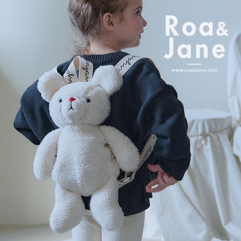 《24H出貨》韓國專櫃 Roa&amp;Jane LOGO奶油小熊後背包 童裝 小熊 後背包 可愛後背包 兒童背包 小包包 背包