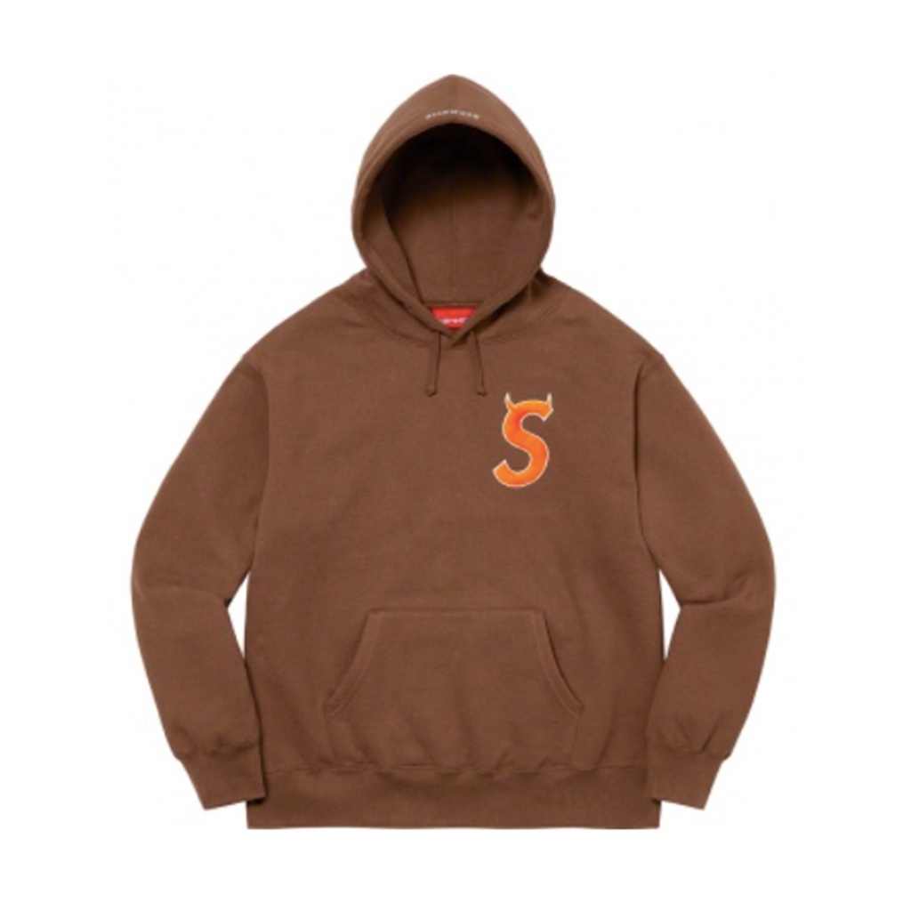 [FLOMMARKET]Supreme 22FW S Logo Hooded Sweatshirt 惡魔角S 帽T 咖啡