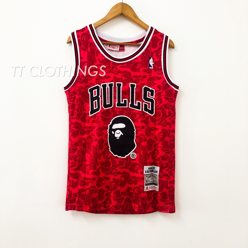 Bape 93 Aape Michael Jordan Chicago Bulls 紅色 NBA 籃球球衣 Single