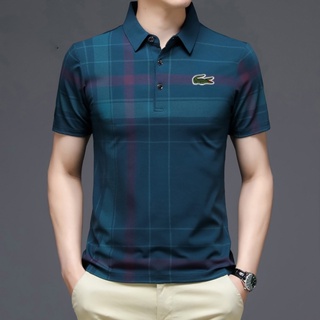 男士夏季商務風新款 Polo 短袖條紋休閒 T 恤 2024