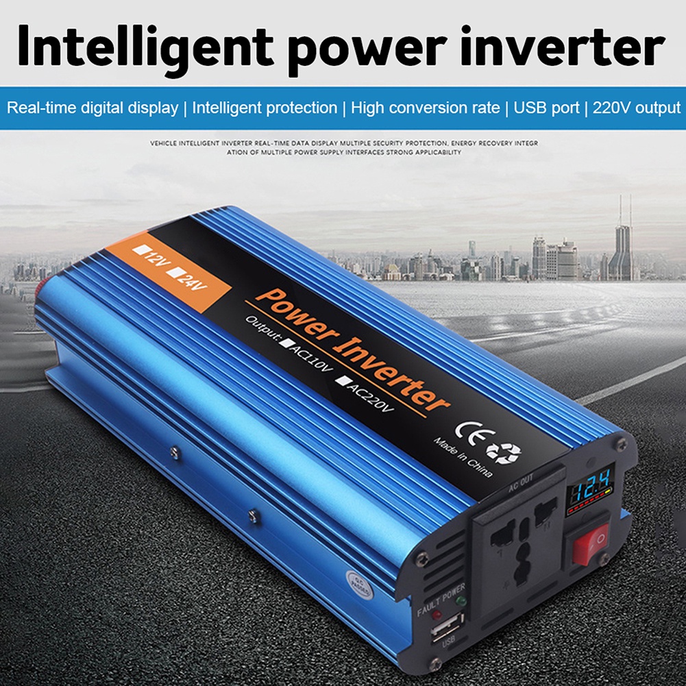 高品質純正弦波電源逆變器 2000W DC 12V 到 AC 110V 120V 2 USB 2 插座