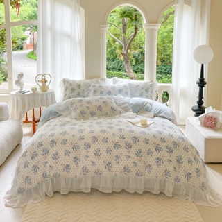 冬季熱銷 加厚5D立體雕花牛奶絨 珊瑚絨 四件組 雙層蕾絲花邊被套 床單 床包 床罩 雙人床包 加大雙人床包四件組