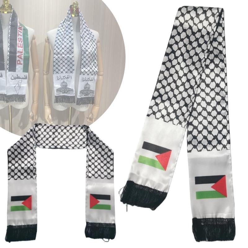 支持加沙巴勒斯坦國旗印花滌綸圍巾球迷足球禮物紀念品