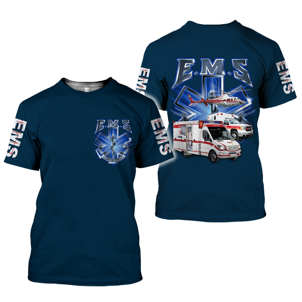 3d 獲得 EMS 藍色衣服 qs 獎010401 醫療服裝 3D T 恤