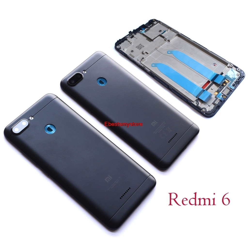 XIAOMI 適用於小米 Redmi 6 後門外殼更換維修備件 + 鏡頭前面板的 EBSMY 電池後蓋