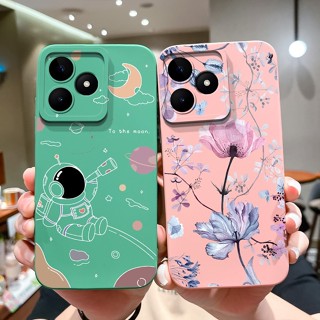 Realme Note50 保險槓蓋的 Realme Note 50 手機殼流行可愛宇航員高品質方形液體軟矽膠保護後蓋