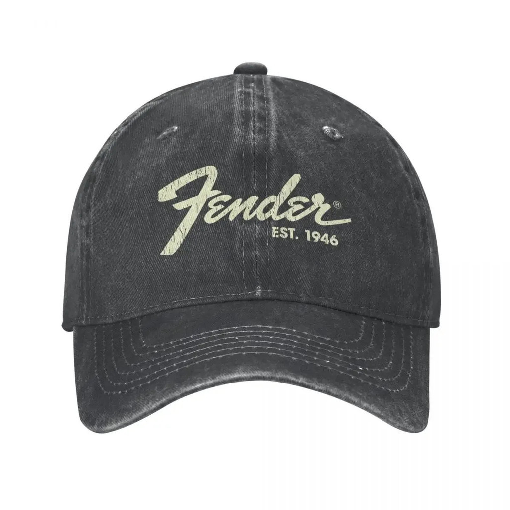 Fender 吉他中性風格棒球帽仿舊牛仔帽帽子復古戶外跑步高爾夫太陽帽