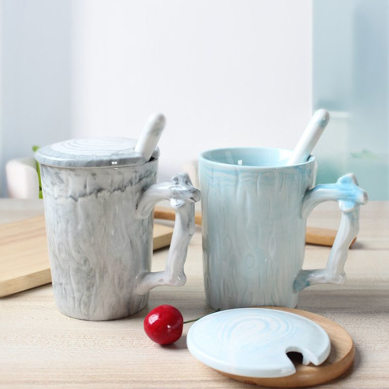 創意陶瓷馬克杯個性咖啡杯學生喝水杯子大理石紋辦公室家用牛奶杯