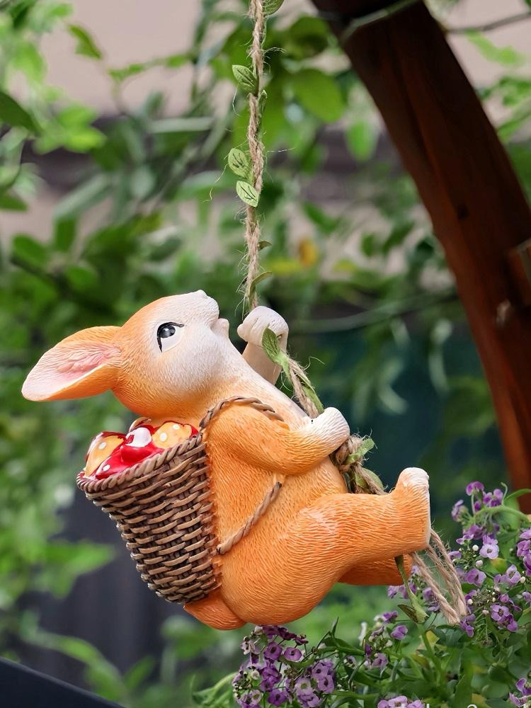 兔子擺飾戶外花園裝飾庭院造景佈置陽台動物創意攀爬壁掛吊件掛件