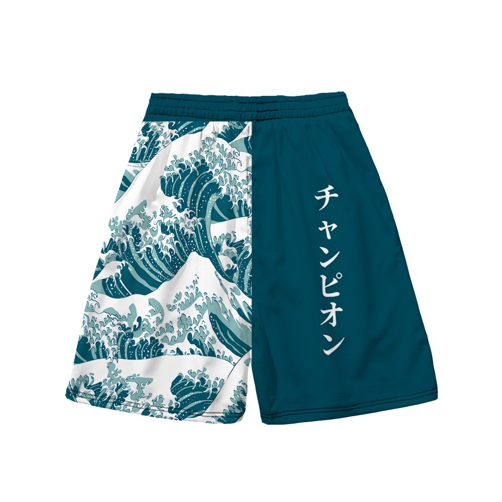 日本和服波浪紋腰果周邊時尚潮流3d打印短褲