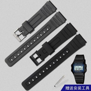 【手錶錶帶配件】【不含手錶】 樹脂橡膠卡西手錶帶代用F-84/F-91W/F-94/F-105錶帶電子錶歐