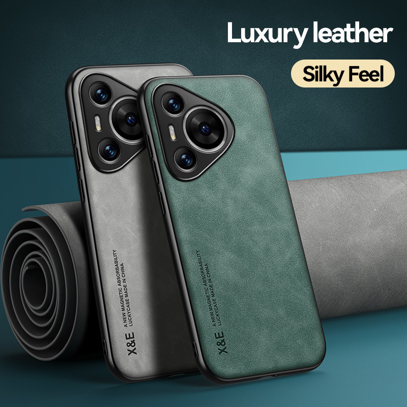 華為 P70 P70Pro P60 P60Pro P60Art 手機殼⭐Silky Feel Luxury 皮革磁性車載