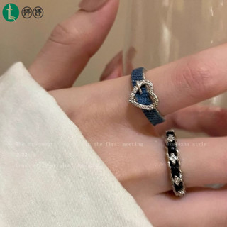 [進店必買] 牛仔皮革愛心戒指女 秋冬指環 復古指環 學生百搭開口可調節食指戒 尾戒 潮 飾品 鈦鋼戒指 百搭戒指 細戒