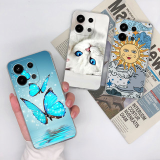 XIAOMI REDMI 適用於小米紅米 Note 13 Pro 4G 手機殼透明高品質軟矽膠時尚可愛貓咪卡通保護套適用