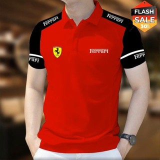 FERRARI 法拉利 Polo 衫高端鱷魚麵料短袖超奢華