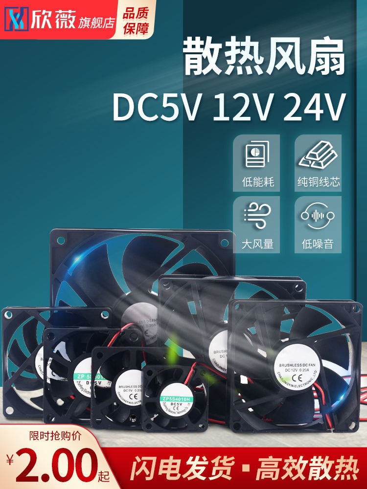 新品下殺= DC5V 12V 24V電源風扇 4 5 6