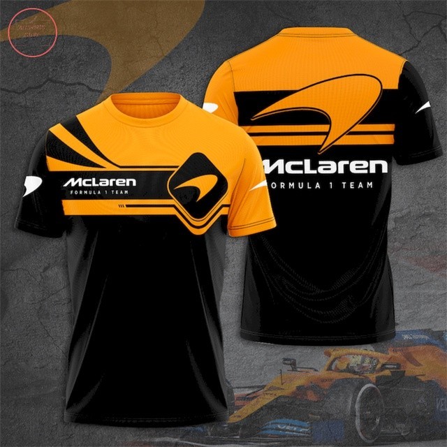 Mclaren F1 三維印花方程式賽車 T 恤超大運動服夾克夏季上衣。 高品質服裝
