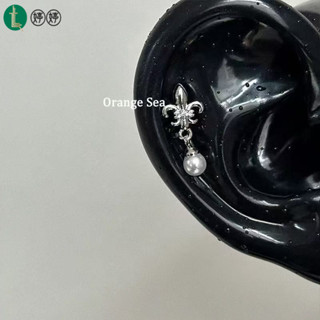 臺灣熱賣 日韓流行時尚 氣質清冷感 鳶尾花珍珠耳釘 鈦鋼耳環 螺絲耳釘 小眾百搭耳骨 耳蝸釘 百搭 小香風 耳線 基礎款