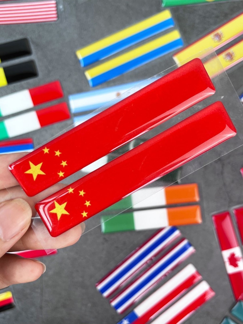 機車貼紙 中國紅旗五星立體滴膠反光貼紙世界各國家國旗機車身裝飾貼