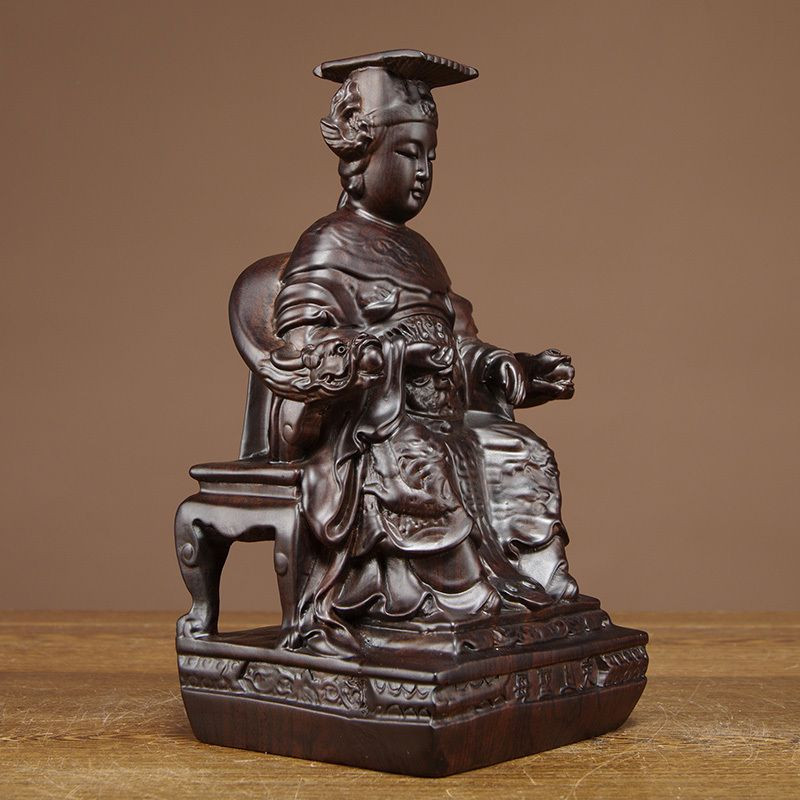 新品 速發  黑檀木雕媽祖神像擺件實木質雕刻天上聖母家居供奉擺設紅木工藝品